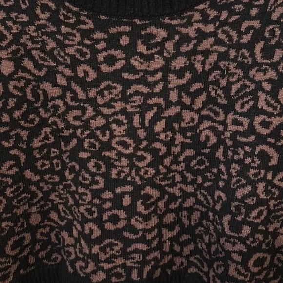 Free People Leopard Print Sweater Alpaca Wool Blend Oversized Size Small - Picture 10 of 13